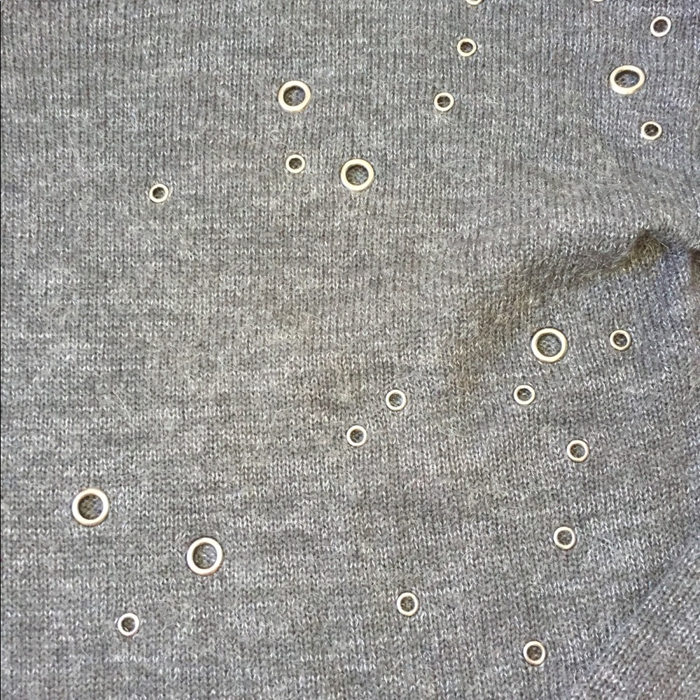 Express Black Crew Neck Sweater with Eyelet Details - Picture 3 of 5